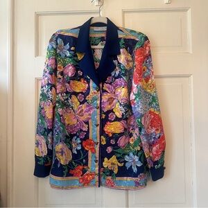 Vintage silky Floral Multicolor Blazer, jacquard